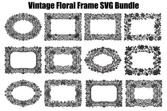 Download Vintage Floral Frame SVG Bundle - Floral frame Collection