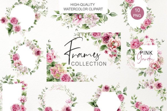 Download Watercolor Pink Floral Frame Clipart PNG - Floral frame Collection