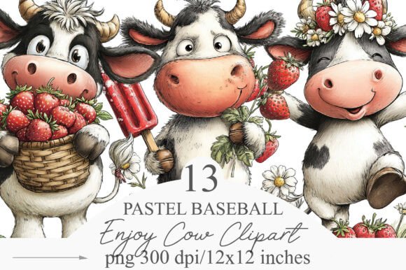 Download Whimsical Enjoy Cow Clipart Set-2 - Cow Collection