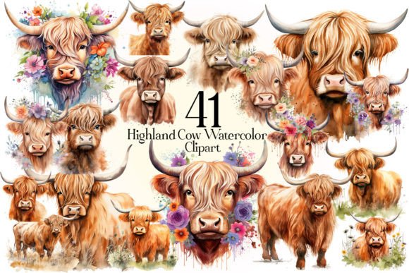 Download Highland Cow PNG, Watercolor Highland - Cow Collection