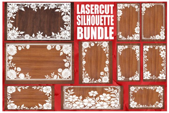 Download Laser Cut Floral Frame Silhouette Bundle - Floral frame Collection