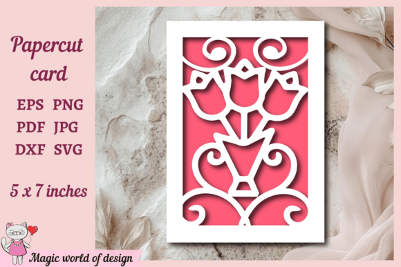Download Tulips Bouquet Card Svg, Paper Cutting - Cutting Collection