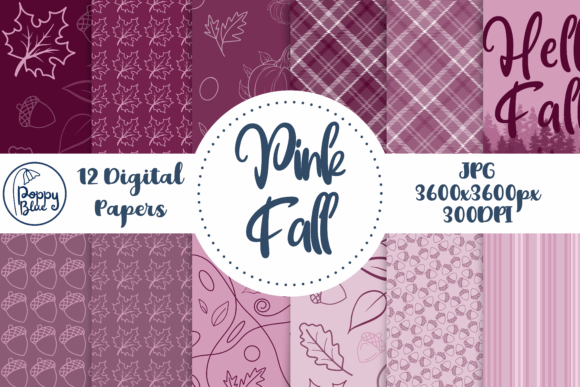 Download Pink Fall Digital Paper Pack - Fall digital paper pack Collection