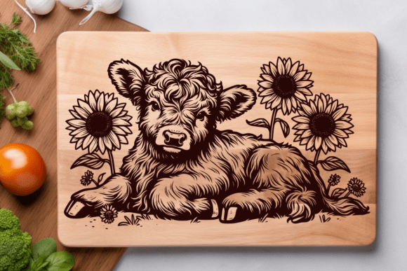 Download Baby Highland Cow Sunflowers Cutting SVG - Cutting Collection