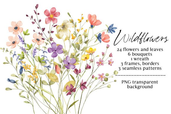 Download Wild Flowers and Leaf Set, PNG. - Wild flowers Collection