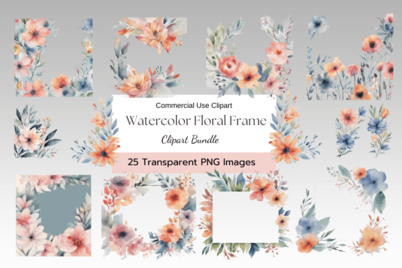 Download Dreamy Coral Watercolor Floral Frame PNG - Floral frame Collection