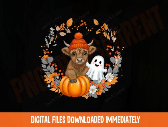 Download Halloween Highland Cow PNG, Cute Ghost - Cow Collection