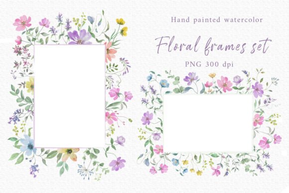 Download Watercolor Floral Frame Set - Floral frame Collection