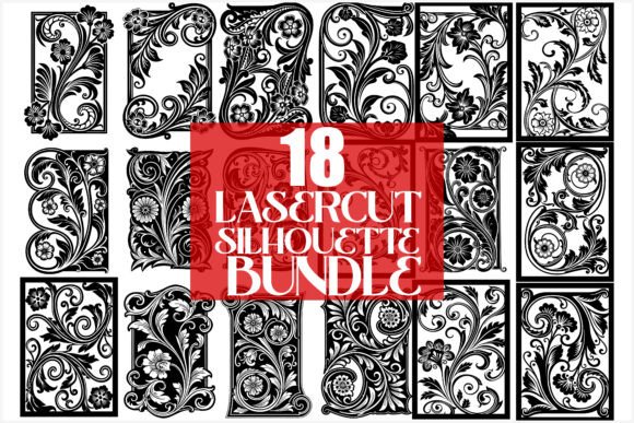 Download Elegant Laser Cut Floral Frames Bundle - Floral frame Collection