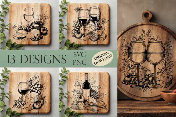 Download Wine Cutting Board Laser Engraving SVG - Cutting Collection