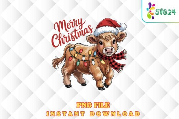 Download Cute Christmas Highland Cow Png - Cow Collection