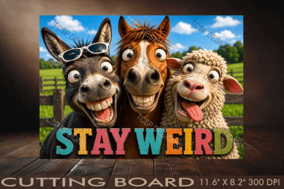 Download Stay Weird Farm Animals Cutting Board - Cutting Collection