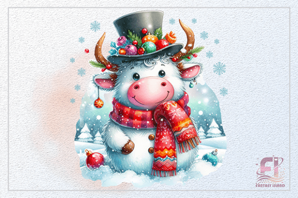 Download Christmas Cute Cow White Winter Calf PNG - Cow Collection