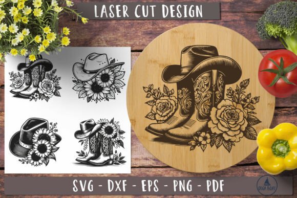 Download Cowboy Boots Cowgirl Laser Engraving - Cow Collection