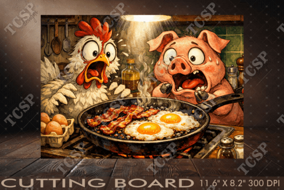 Download Bacon and Eggs Panic Cutting Board - Cutting Collection