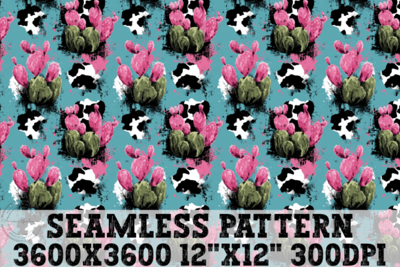 Download Cactus Cow Hide Seamless Pattern - Cow Collection