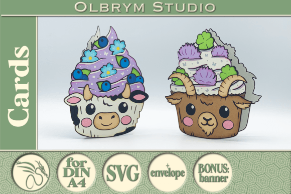 Download Cow and Goat, Farm Greeting Cards SVG - Cow Collection