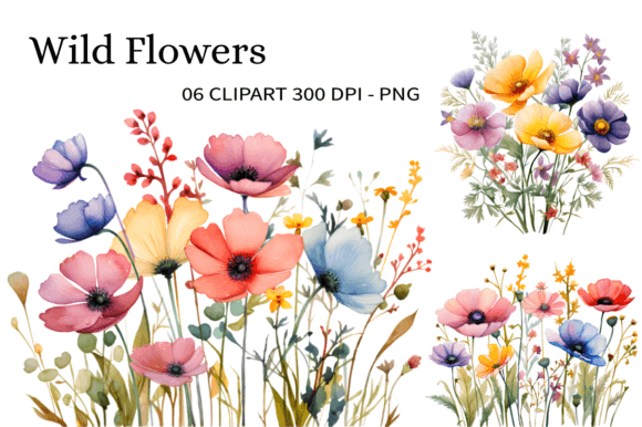 Download Wild Flowers Watercolor Clipart PNG - Wild flowers Collection