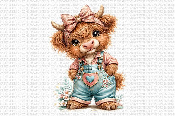 Download Cute Highland Cow Girl PNG - Cow Collection