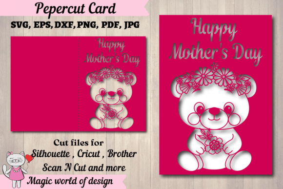 Download Bear with Flowers Card Paper Cutting Svg - Cutting Collection