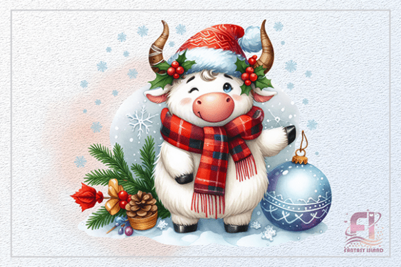 Download Christmas Cute Cow White Winter Calf PNG - Cow Collection