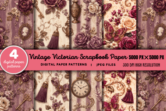 Download Vintage Victorian Scrapbook Pattern 1 - Scrapbook pattern Collection