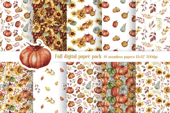 Download Fall Digital Paper Pack Autumn Seamless - Premium Resources